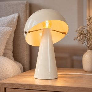 Abat-jour a cupola per comodino contemporaneo crema oro