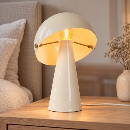 Abat-jour a cupola per comodino contemporaneo crema oro
