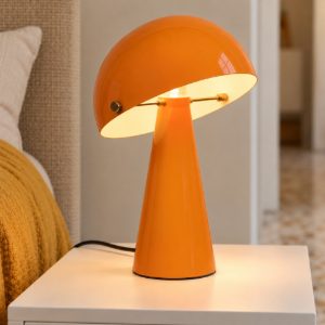Abat-jour a cupola per comodino contemporaneo arancione oro