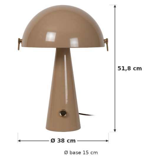 Lampada da tavolo a cupola per salotto contemporanea tortora oro dimmerabile