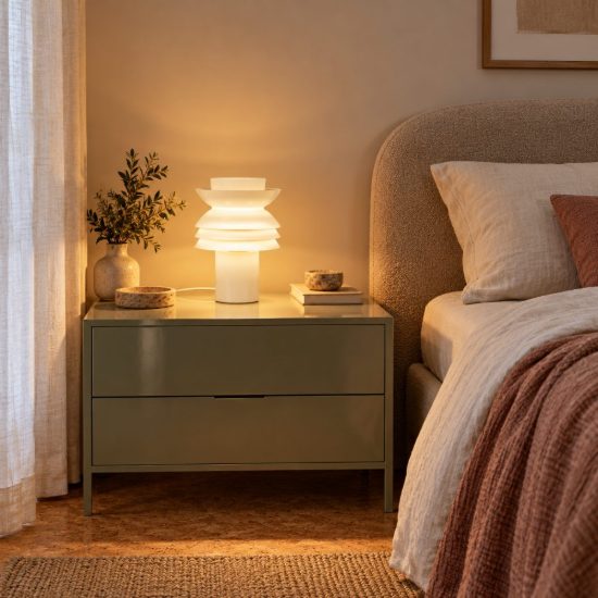 Abat-jour per comodino moderno crema