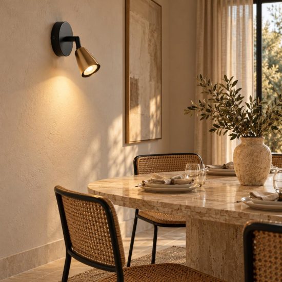 Faretto da parete per sala da pranzo orientabile contemporaneo champagne nero