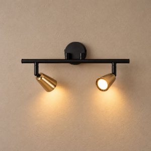 Applique con 2 faretti orientabili per sala da pranzo contemporanea champagne nero