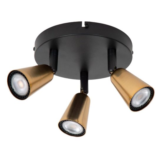 Plafoniera con 3 faretti orientabili contemporanea rotonda champagne nero