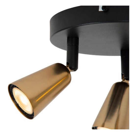 Plafoniera con 3 faretti orientabili contemporanea rotonda champagne nero