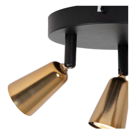 Plafoniera con 3 faretti orientabili contemporanea rotonda champagne nero