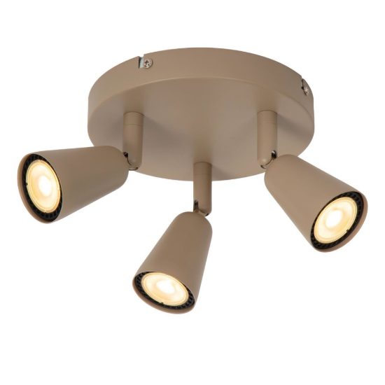 Plafoniera con 3 faretti orientabili moderna rotonda tortora