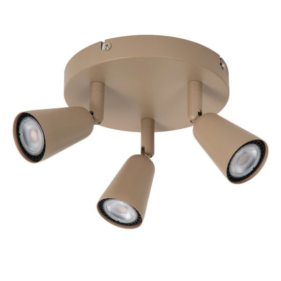 Plafoniera con 3 faretti orientabili moderna rotonda tortora