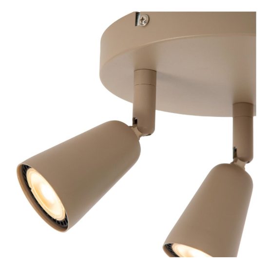 Plafoniera con 3 faretti orientabili moderna rotonda tortora