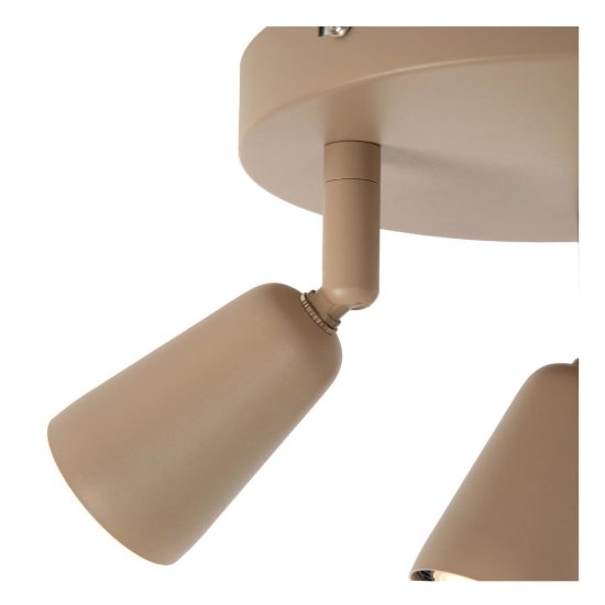 Plafoniera con 3 faretti orientabili moderna rotonda tortora