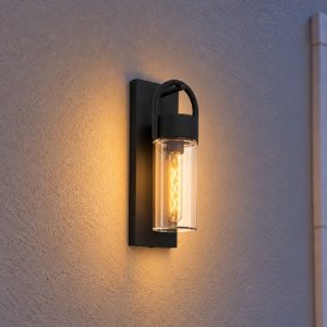 Eglo carraro applique da esterno 11,5cm ip44 moderna cilindrica nera