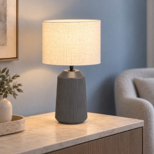 Eglo capalbio lampada da tavolo e27 41cm per soggiorno moderna grigia