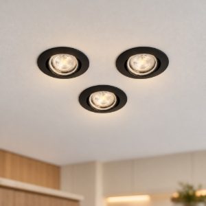 Eglo favazzina set 3 faretti da incasso per cartongesso orientabili led 3x4w 2700k foro 6,8cm nero