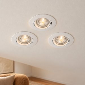 Eglo favazzina set 3 faretti da incasso per cartongesso orientabili led 3x4w 2700k foro 6,8cm bianco