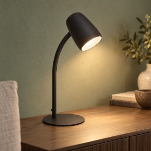 Eglo carlo lampada da tavolo e14 46cm per soggiorno moderna nera e bianca