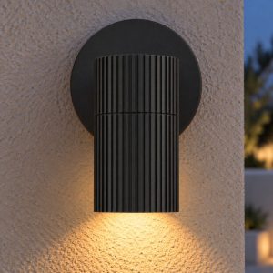 Eglo tomelloso applique da esterno 6cm ip44 moderna cilindrica verso il basso nera