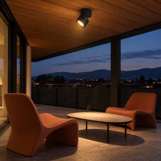 Faretto da soffitto per esterno nero orientabile ip65