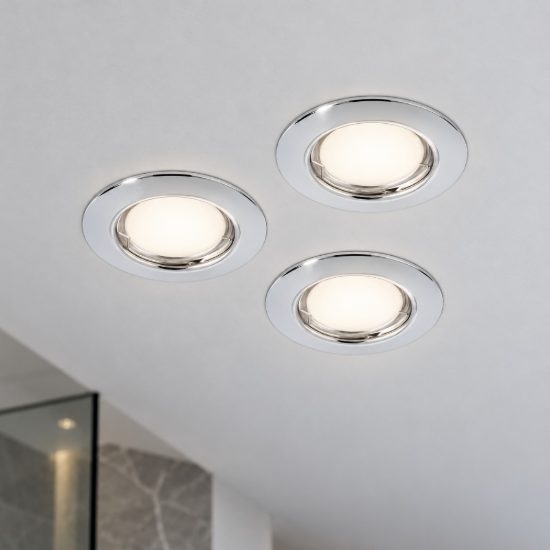 Eglo peneto set 3 faretti da incasso per cartongesso orientabili led 3x2,8w 3000k foro 6,5cm cromo