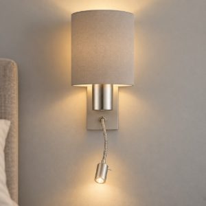 Applique per comodini camera da letto paralume tortora luce orientabile da lettura eglo pasteri
