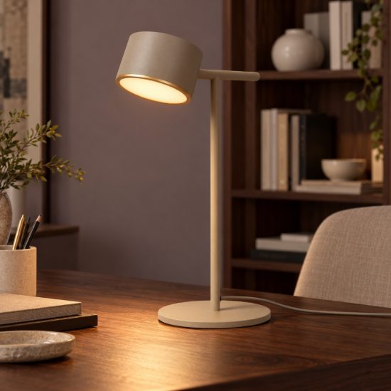 Lampada da scrivania per studio contemporanea tortora led 9w 2700k touch dimmer