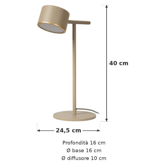 Lampada da scrivania per studio contemporanea tortora led 9w 2700k touch dimmer