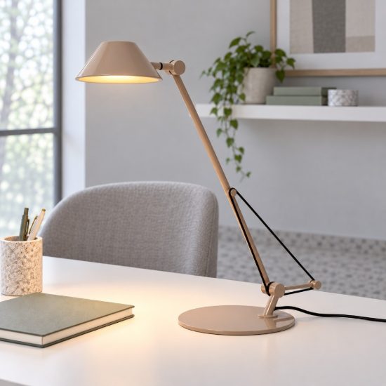 Lampada da scrivania a braccio per studio moderna tortora nero led 8w 3000k