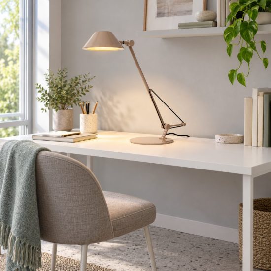 Lampada da scrivania a braccio per studio moderna tortora nero led 8w 3000k