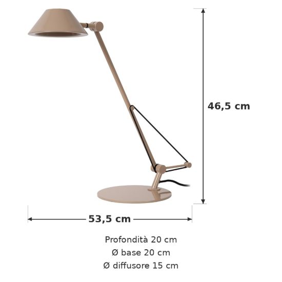 Lampada da scrivania a braccio per studio moderna tortora nero led 8w 3000k