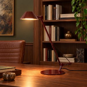 Lampada da scrivania a braccio per studio moderna bordeaux nero led 8w 3000k