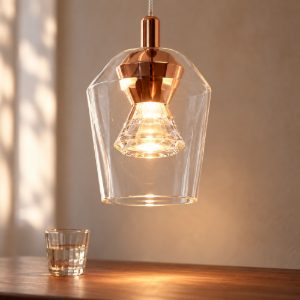 Lampada a sospensione per soggiorno contemporanea trasparente oro led 4w 2700k