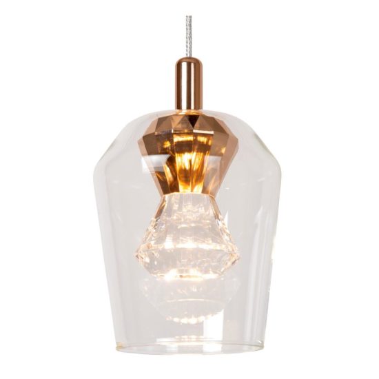 Lampadario con 5 pendenti a grappolo per soggiorno contemporaneo trasparente oro led 20w 2700k