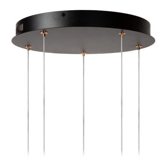 Lampadario con 5 pendenti a grappolo per soggiorno contemporaneo trasparente oro led 20w 2700k