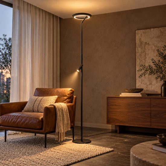 Piantana con luce da lettura per soggiorno moderna nero led 24w 2700k touch dimmer