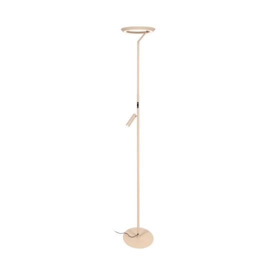 Lampada da terra con luce da lettura per salotto moderna tortora led 24w 2700k touch dimmer