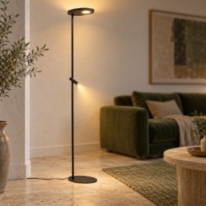 Piantana con luce da lettura per soggiorno nero led 27w cct 2700k 3300k 4000k dimmerabile