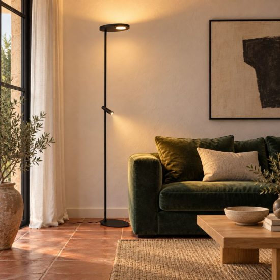 Piantana con luce da lettura per soggiorno nero led 27w cct 2700k 3300k 4000k dimmerabile