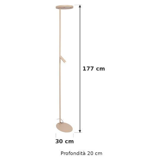 Lampada da terra con luce da lettura per salotto tortora led 27w cct 2700k 3300k 4000k dimmerabile