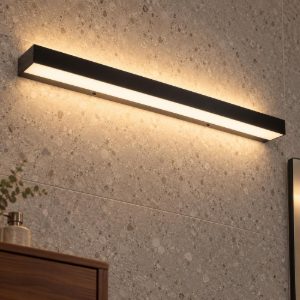 Applique lineare per bagno moderna nero opalino led 8w 2700k ip44