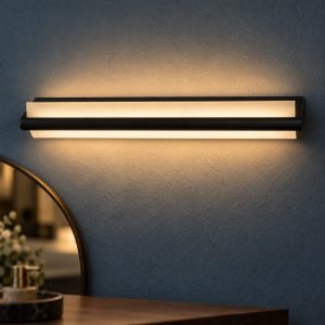 Applique lineare per bagno moderna nero satinato led 19w 3000k ip44