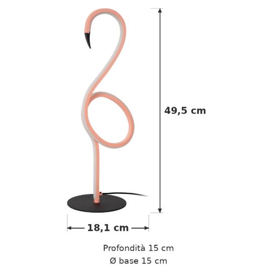 Lampada da tavolo rosa nero led 5,5w con telecomando ricaricabile a forma di fenicottero