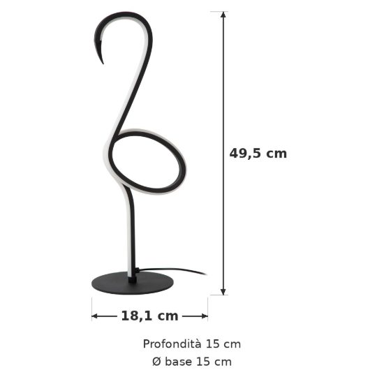 Lampada da tavolo multicolore nero led 5,5w con telecomando a forma di fenicottero