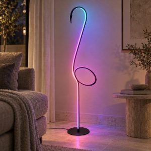 Piantana per soggiorno moderna multicolore nero led 14w ricaricabile a forma di fenicottero