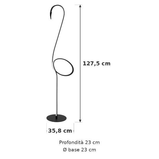 Piantana per soggiorno moderna multicolore nero led 14w ricaricabile a forma di fenicottero