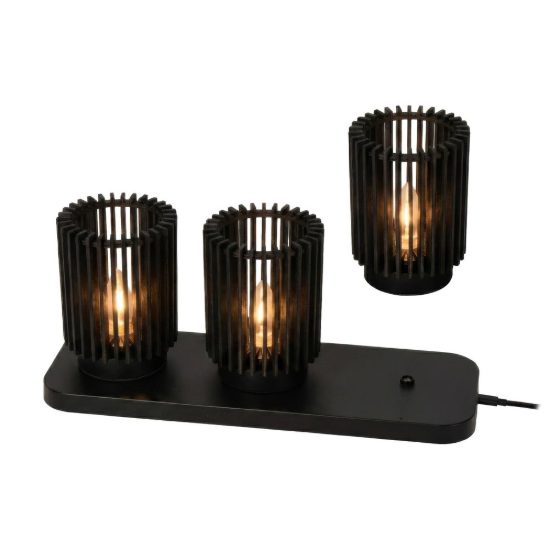 Set 3 lampade da tavolo ricaricabili a cilindro nero led 0,3w 2200k dimmerabili