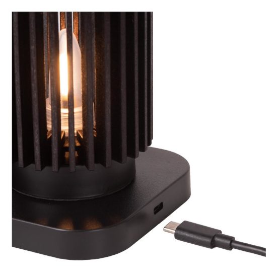 Set 3 lampade da tavolo ricaricabili a cilindro nero led 0,3w 2200k dimmerabili