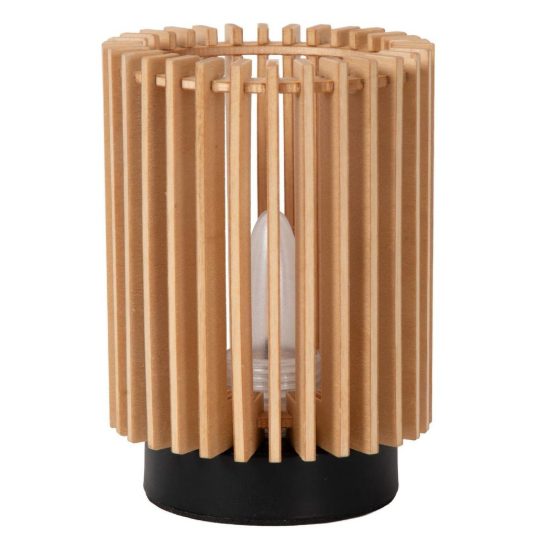 Set 3 lampade da tavolo ricaricabili a cilindro effetto legno chiaro led 0,3w 2200k dimmerabili