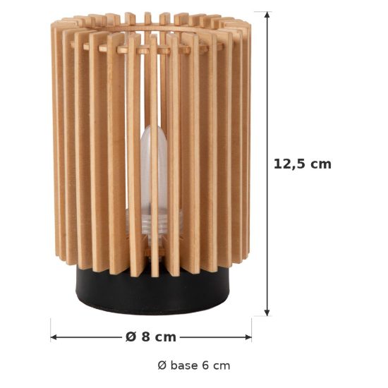 Set 3 lampade da tavolo ricaricabili a cilindro effetto legno chiaro led 0,3w 2200k dimmerabili