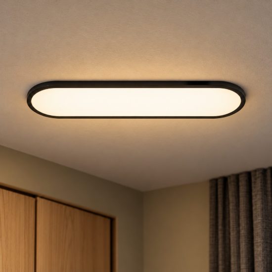 Plafoniera ovale per camera da letto moderna nero led 24w cct 2700k 3300k 4000k con telecomando