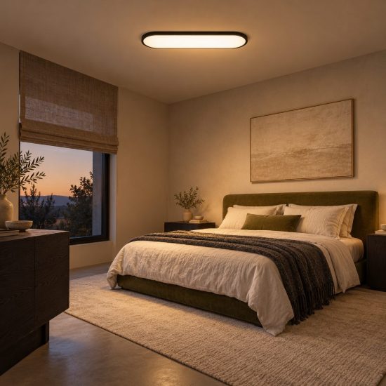 Plafoniera ovale per camera da letto moderna nero led 24w cct 2700k 3300k 4000k con telecomando