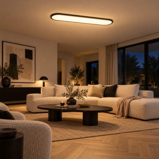 Plafoniera ovale per soggiorno moderna nero led 36w cct 2700k 3300k 4000k con telecomando
